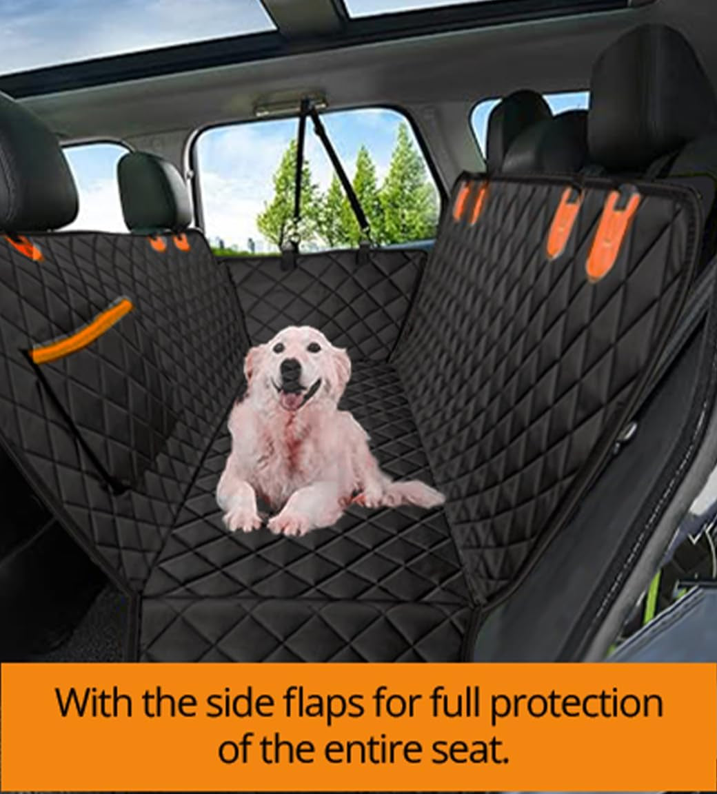 Universal Dog Car Seat Extender - 100% Waterproof Hammock, Heavy Duty Non-Slip Back Seat Protector for Cars, Trucks, and Suvs - Durable Pet Travel Bed with Storage Pocket - Black