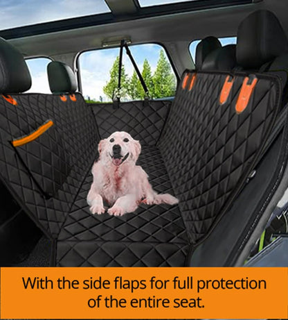 Universal Dog Car Seat Extender - 100% Waterproof Hammock, Heavy Duty Non-Slip Back Seat Protector for Cars, Trucks, and Suvs - Durable Pet Travel Bed with Storage Pocket - Black