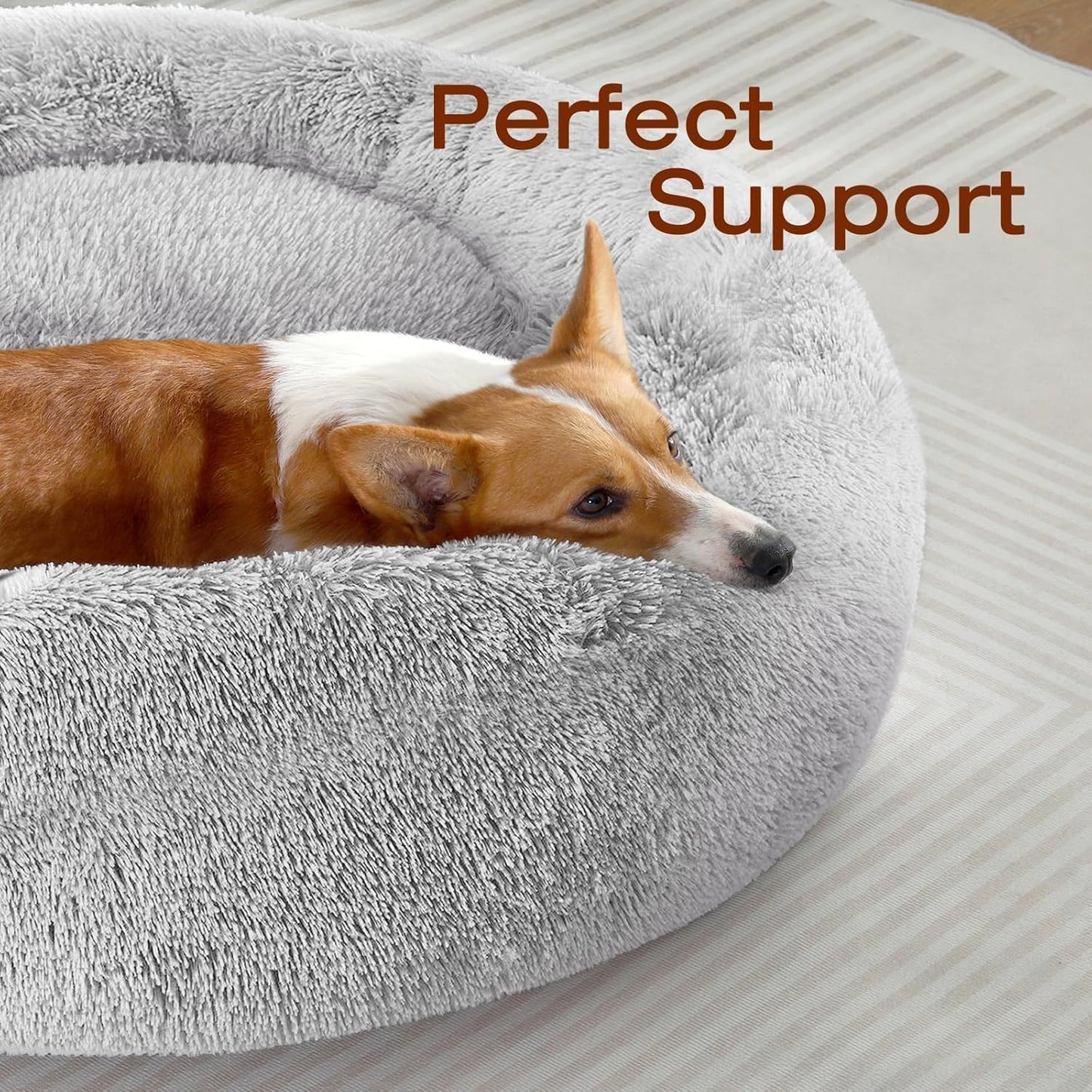 Small Dog Bed, Calming Soft Anti-Anxiety Donut Cat Bed, Washable round Fluffy Cushion for Small and Medium Pets (20")