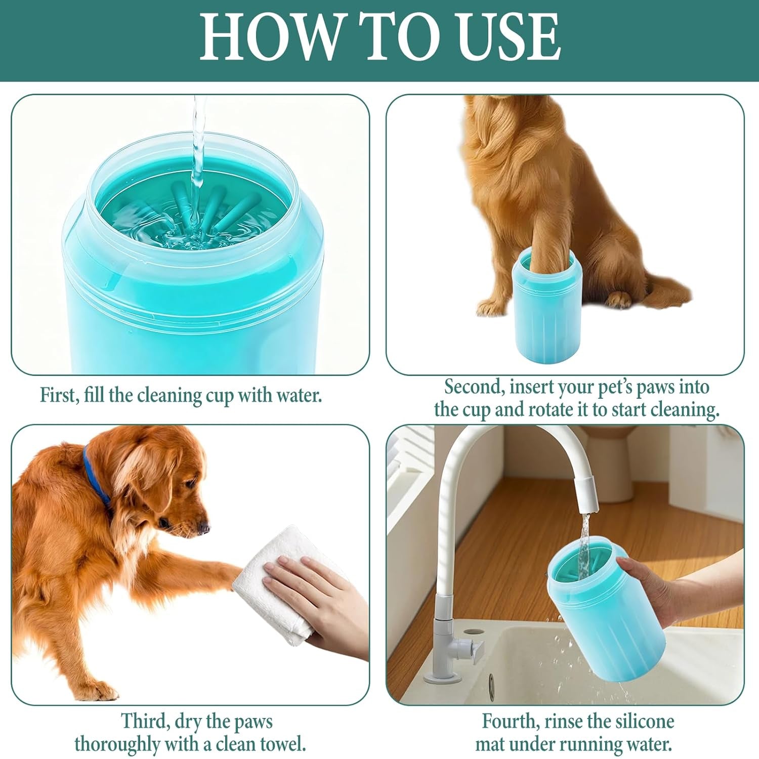 Dog Paw Cleaner for Dogs，Dog Paw Washer Cat Foot Washer Feet Cleaner Green Medium