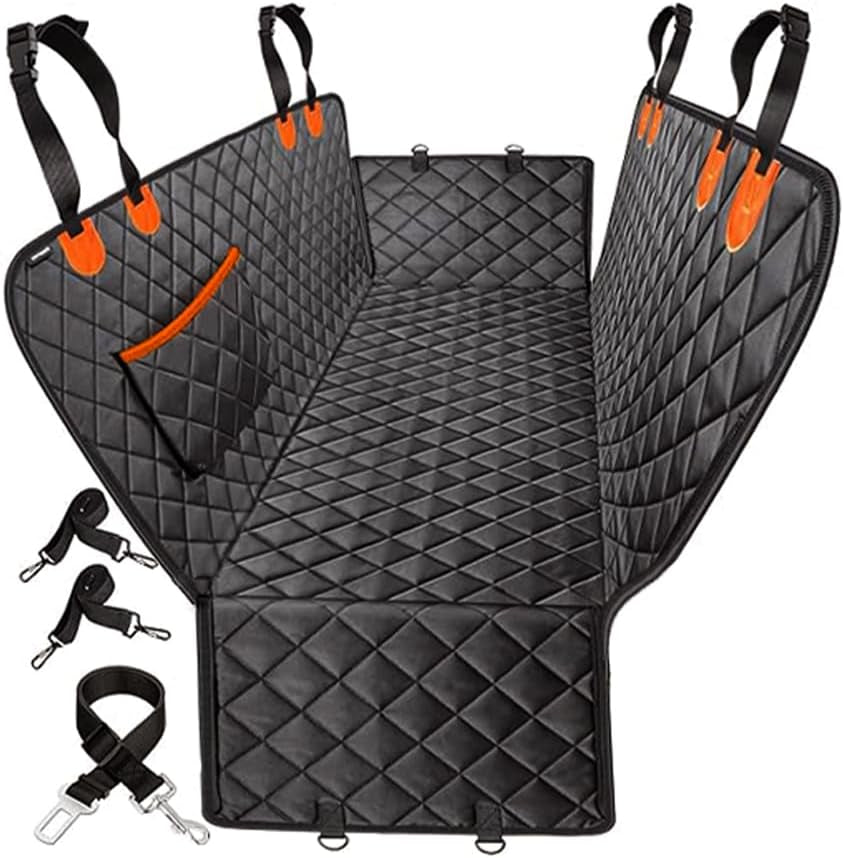 Universal Dog Car Seat Extender - 100% Waterproof Hammock, Heavy Duty Non-Slip Back Seat Protector for Cars, Trucks, and Suvs - Durable Pet Travel Bed with Storage Pocket - Black