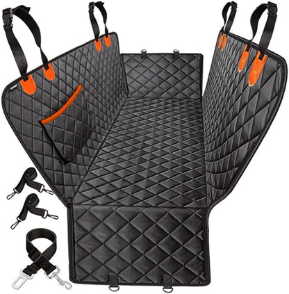 Universal Dog Car Seat Extender - 100% Waterproof Hammock, Heavy Duty Non-Slip Back Seat Protector for Cars, Trucks, and Suvs - Durable Pet Travel Bed with Storage Pocket - Black