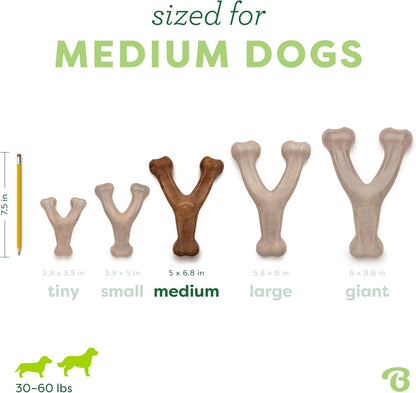 Wishbone Durable Dog Chew Toy for Aggressive Chewers, Real Bacon, Made in USA, Medium